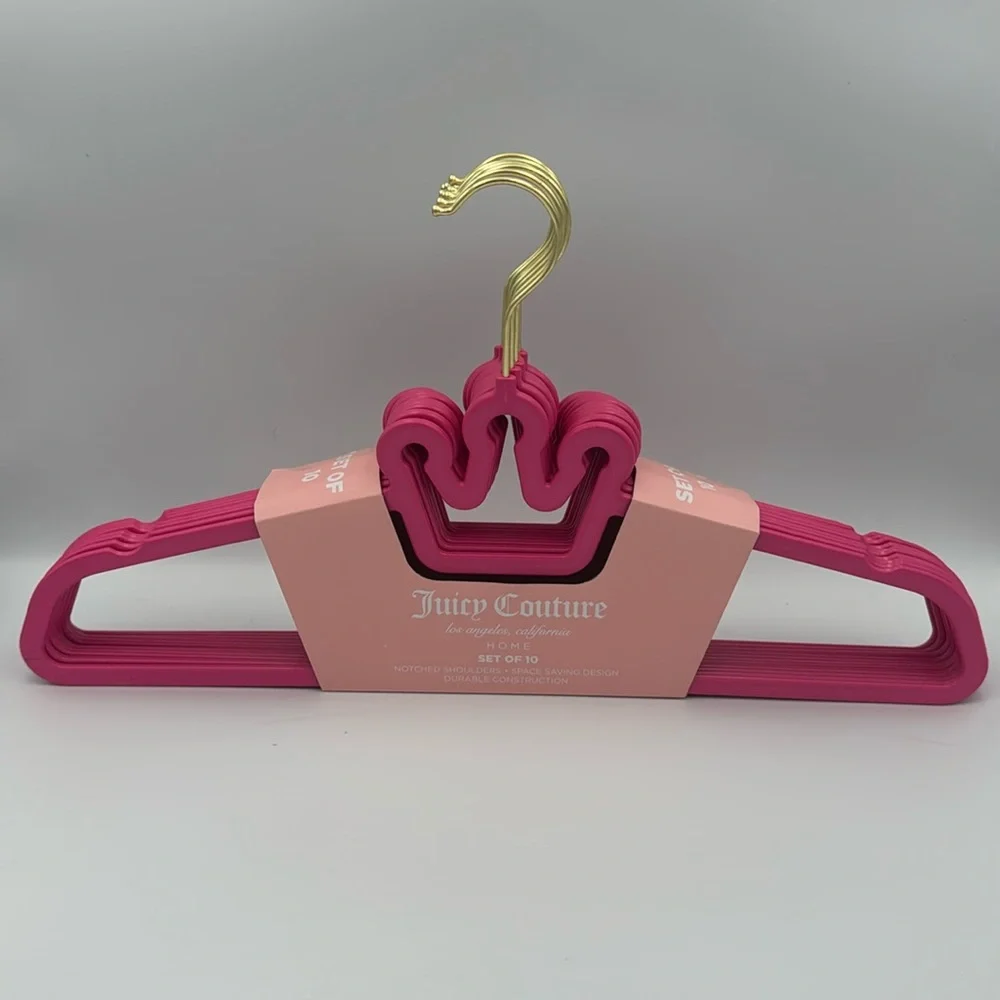 Juicy Couture Hot Pink Crown Notched Hangers Set of 10 NWT